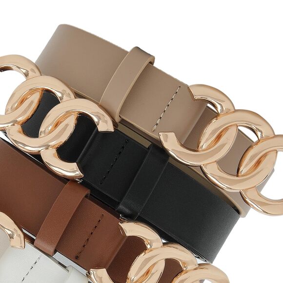 Women Belts For Jeans Dresses Fashion Gold Buckle Ladies Waist Belt Faux😻 - Picture 6 of 6